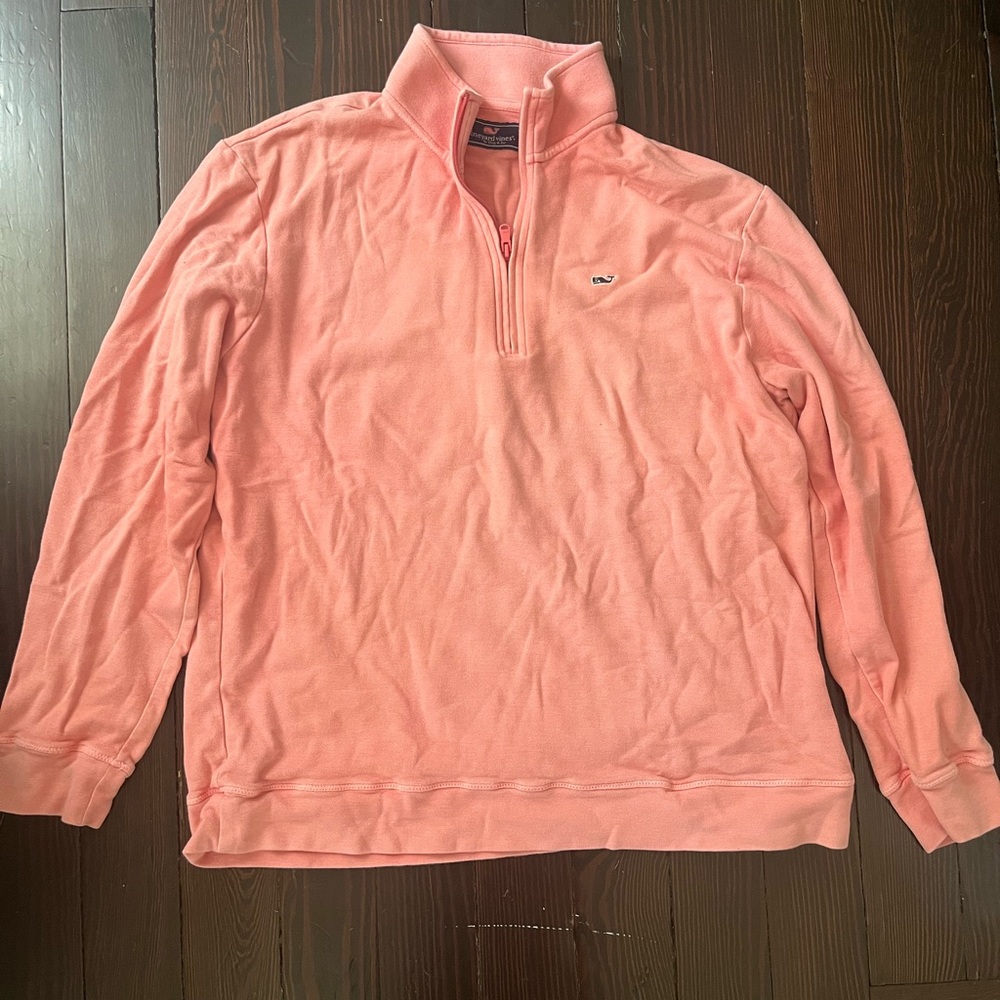 Vineyard Vines Men's Pink Quarter-Zip Sweater